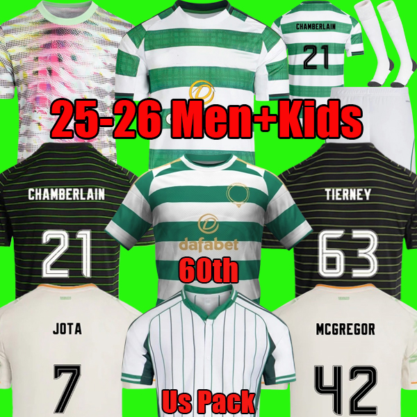 Top thailand quality 2025 2026 soccer jerseys CHAMBERLAIN celticfc 25 26 celts home Kit football shirts men kids sets socks Irish Origins jersey 60th-anniversary