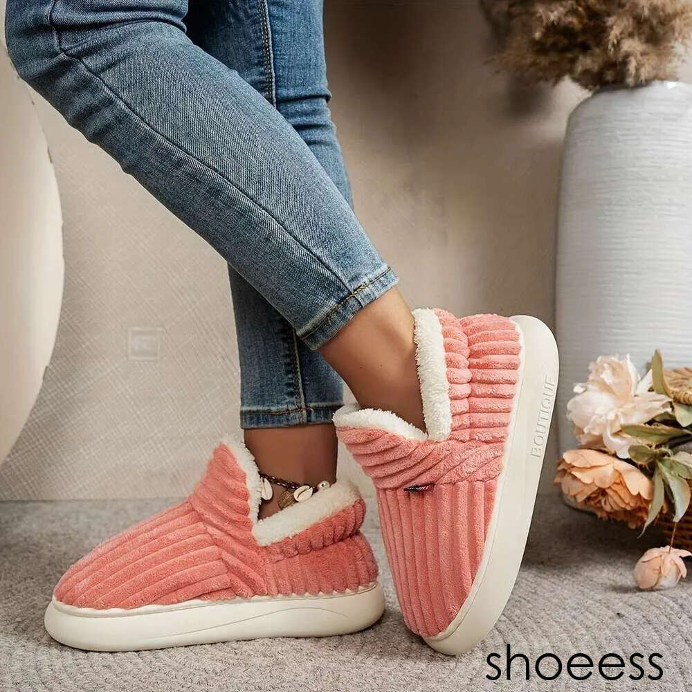Women's Plush Furry designer shoes Winter Boots With Non-Slip Rubber Sole Thick Cushioned PU Insole All-Season Indoor/Outdoor House, Multi-Color 