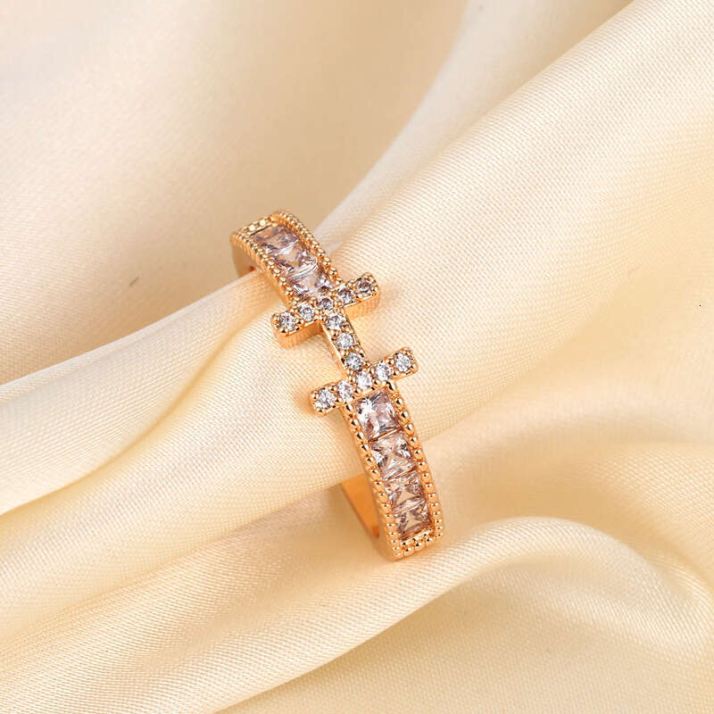 Ring Gold Plated Cubic Zirconia H Letter Open Adjustable Band Non Fading Light Luxury Niche for Daily Wear and Special Occasion Gift High Quality Text