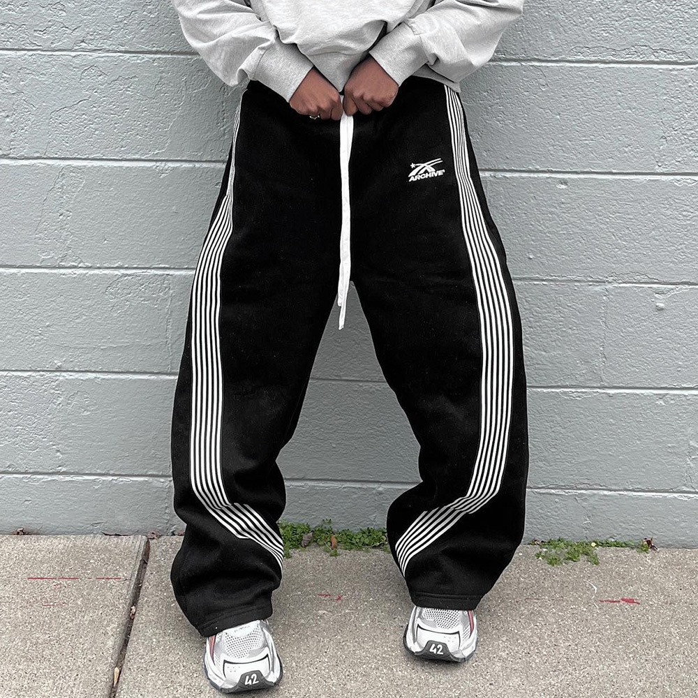 Men's Pants Casual Loose Straight Leg Pants Striped 2026 Summer Fashion Trend Street Hip-hop Jogging Men's Women's Sweatpants