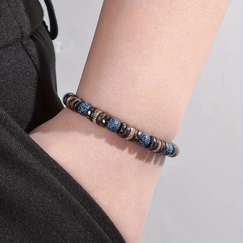 Mirror 1pc Fashion Natural Stone Bead Bracelet MenSelfSuitable Daily Wear and Giving Everyday Accessory Durable Bracelet 260128
