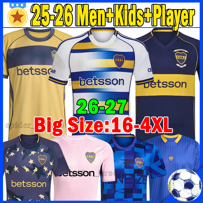 XXXL 4XL 26 27 Boca Soccer Jerseys ZEBALLOS DI LOLLO PAREDES BLANCO M.MERENTIEL VELASCO ZENON CAVANI Men Uniforms 2025 2026 Player Version Football Shirts kids kits