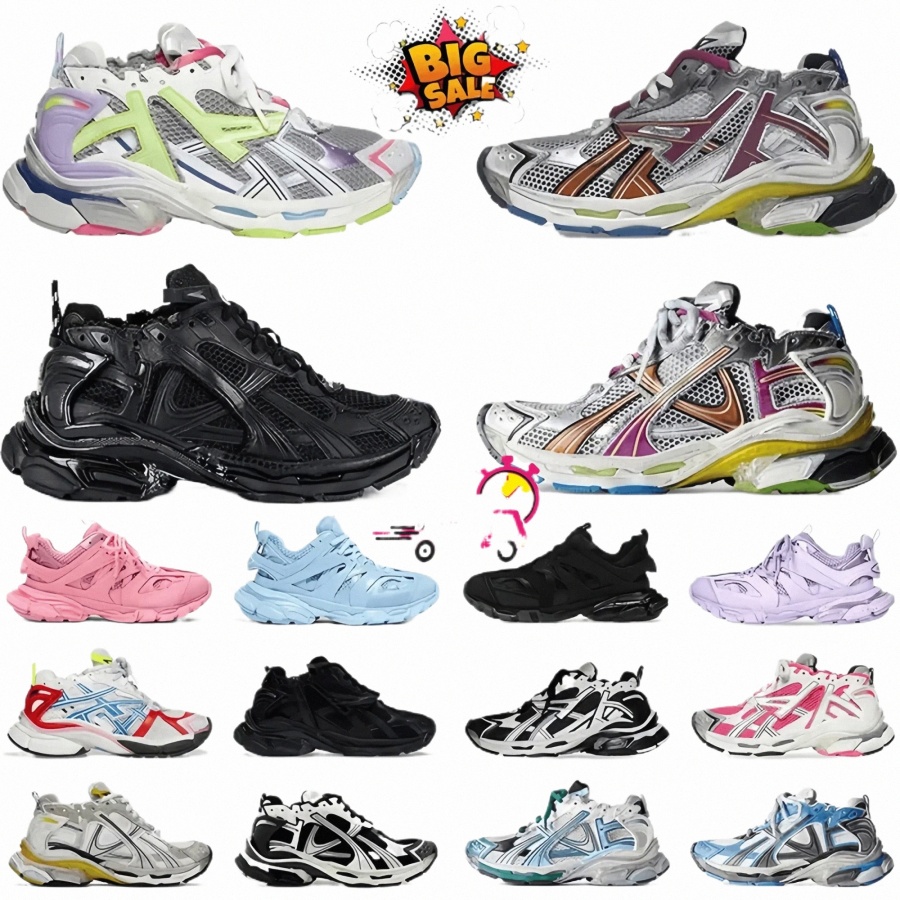 designer Shoes Mens Runner 7.0 7.5 Casual Shoes Track 3.0 Paris Women Sneakers Triple White Black Pink Grey Beige Sneakers Gomma Leather Nylon Printed J8KM#