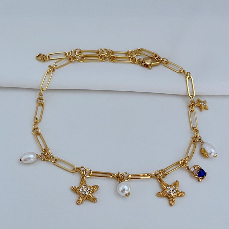 Sea animal starfish designer choker necklace bracelet for women girls luxury pearl short chain love four star fish cute crab charm necklaces bracelets jewelry