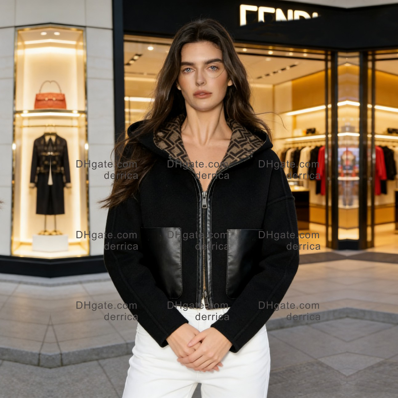 Designer Designer Womens Jacket wool short hooded jacket double-sided with fashionable F bagpipe coat