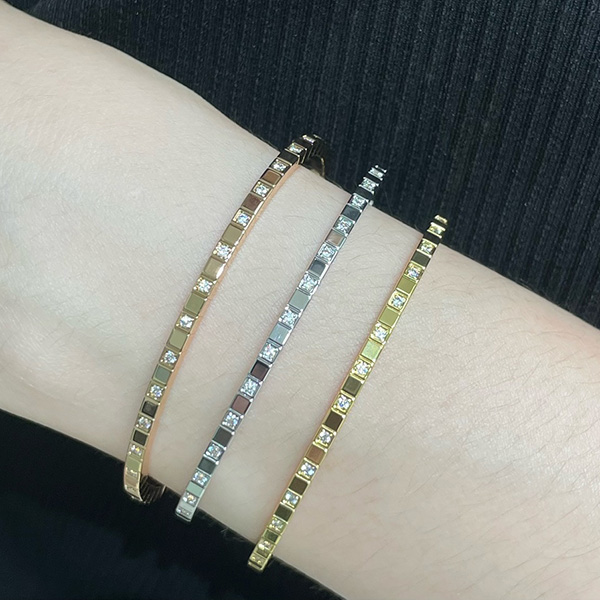 Designer thin bracelet 17CM Diamond top quality gold plated 18K Womens bangle Waterproof never rust with box 019