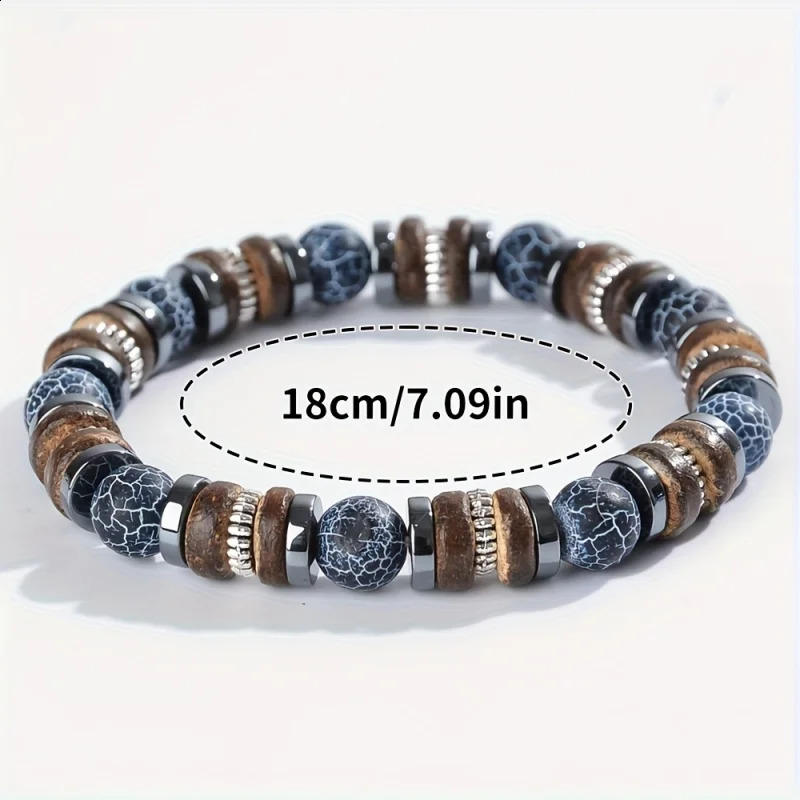 Mirror 1pc Fashion Natural Stone Bead Bracelet MenSelfSuitable Daily Wear and Giving Everyday Accessory Durable Bracelet 260128