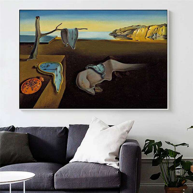 Salvador Dali The Persistence of Memory Clocks Surreal Oil Painting Canvas Poster Print Cuadros Wall Art Picture For Living Room 26Y0210