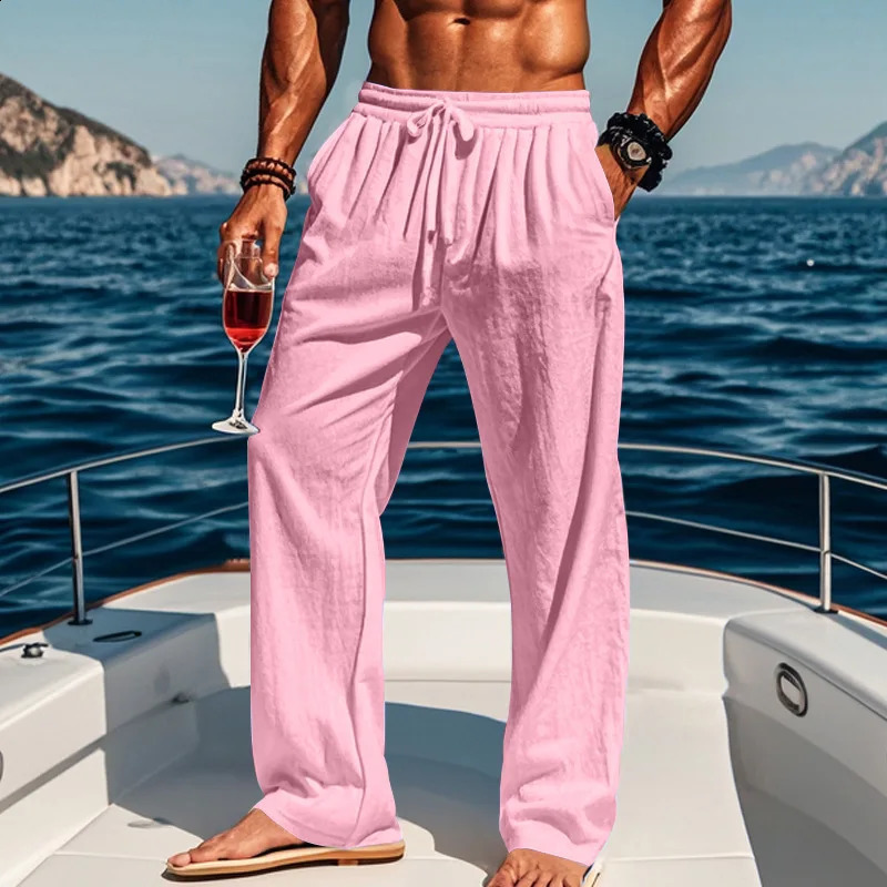 Mens 16-Color Breathable Linen Yoga Pants Loose Casual Sportswear for SpringSummer European And American Style 260311