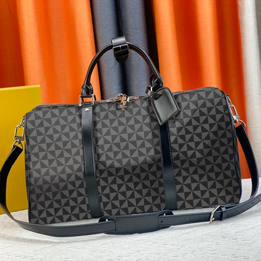 Duffel Bags Designer Handbag 50cm for Men Women Classic Canvas Leather Large Capacity Suitcase Shoulder Bag Luxury Tote Zipper Closure Outdoor Luggage