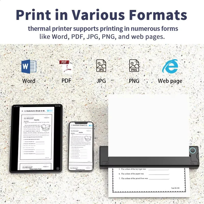 Portable A4 Thermal Printer PDF Office Family Print Inkless Bluetooth Tattoo Stencil Memo Wireless use SmartPhone 260121 - view 4