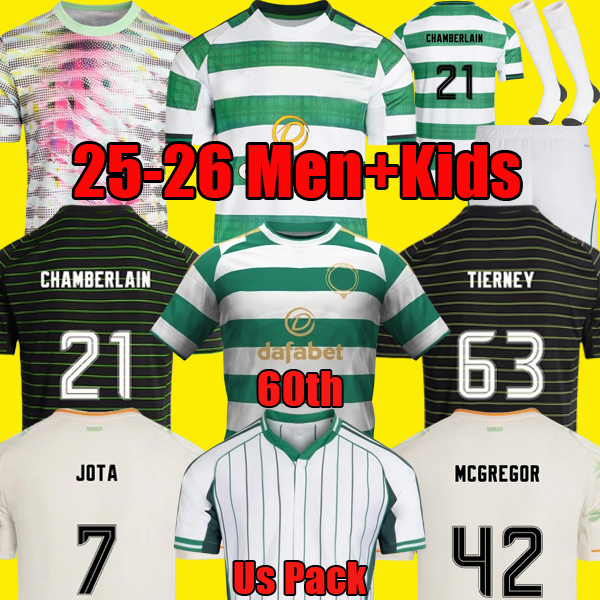 Top thailand quality 2025 2026 soccer jersey CHAMBERLAIN celticfc 25 26 celts home Kit football shirts men kids sets socks Irish Origins jersey 60th-anniversary