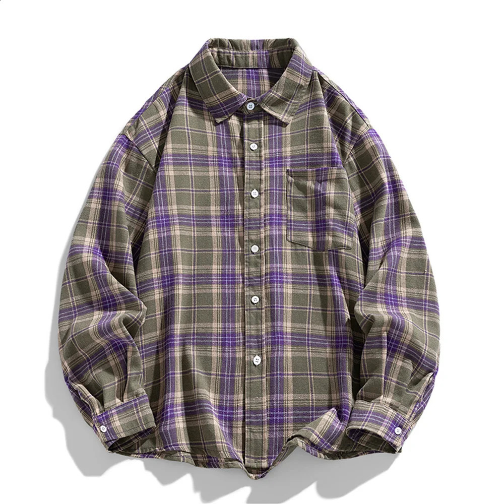 The style of American retro plaid shirt a cool and stylish long-sleeved shirt a trendy and versatile loose top 260209