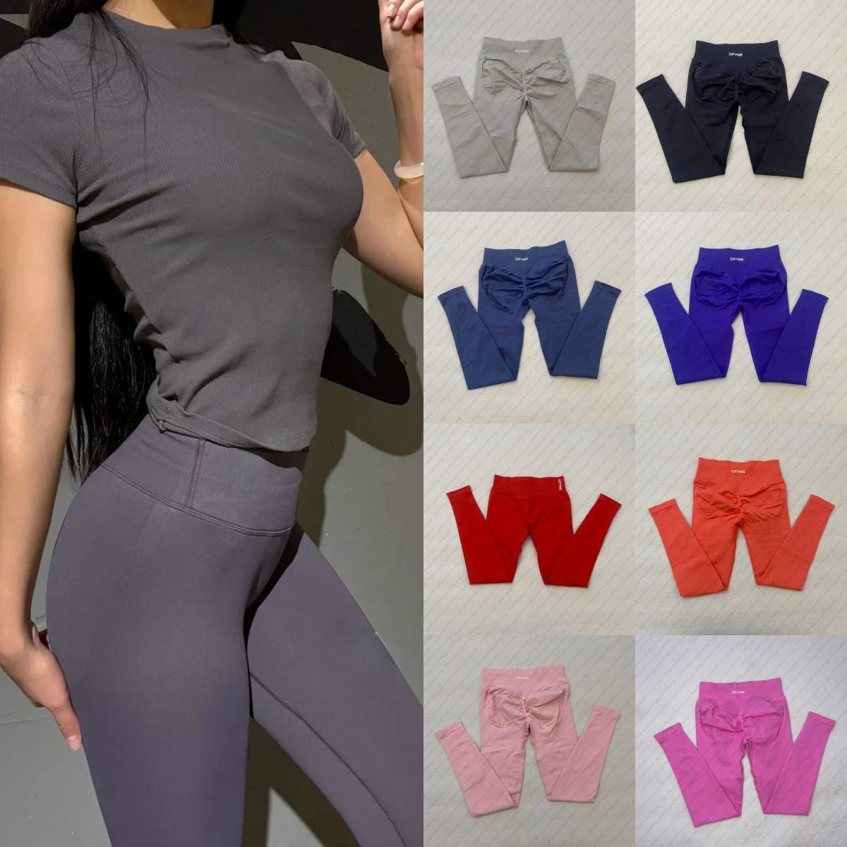 Tops Dfynely leggings Short Alternative Candy Color Three-Section Waist Hip-Lifting Seamless Low-Waist Three-Quarter Leggings Pants Fiess Yoga shirt Shorts