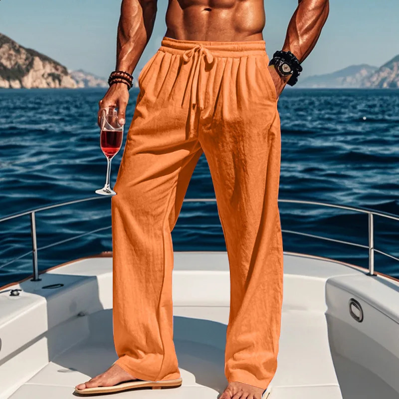 Mens 16-Color Breathable Linen Yoga Pants Loose Casual Sportswear for SpringSummer European And American Style 260311