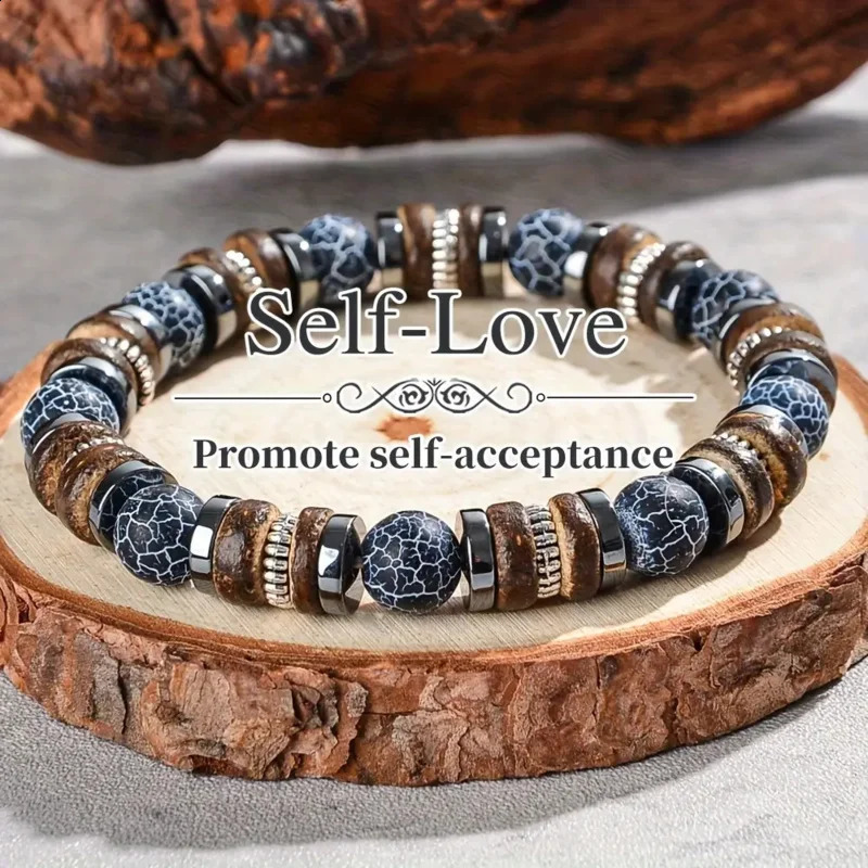 Mirror 1pc Fashion Natural Stone Bead Bracelet MenSelfSuitable Daily Wear and Giving Everyday Accessory Durable Bracelet 260128
