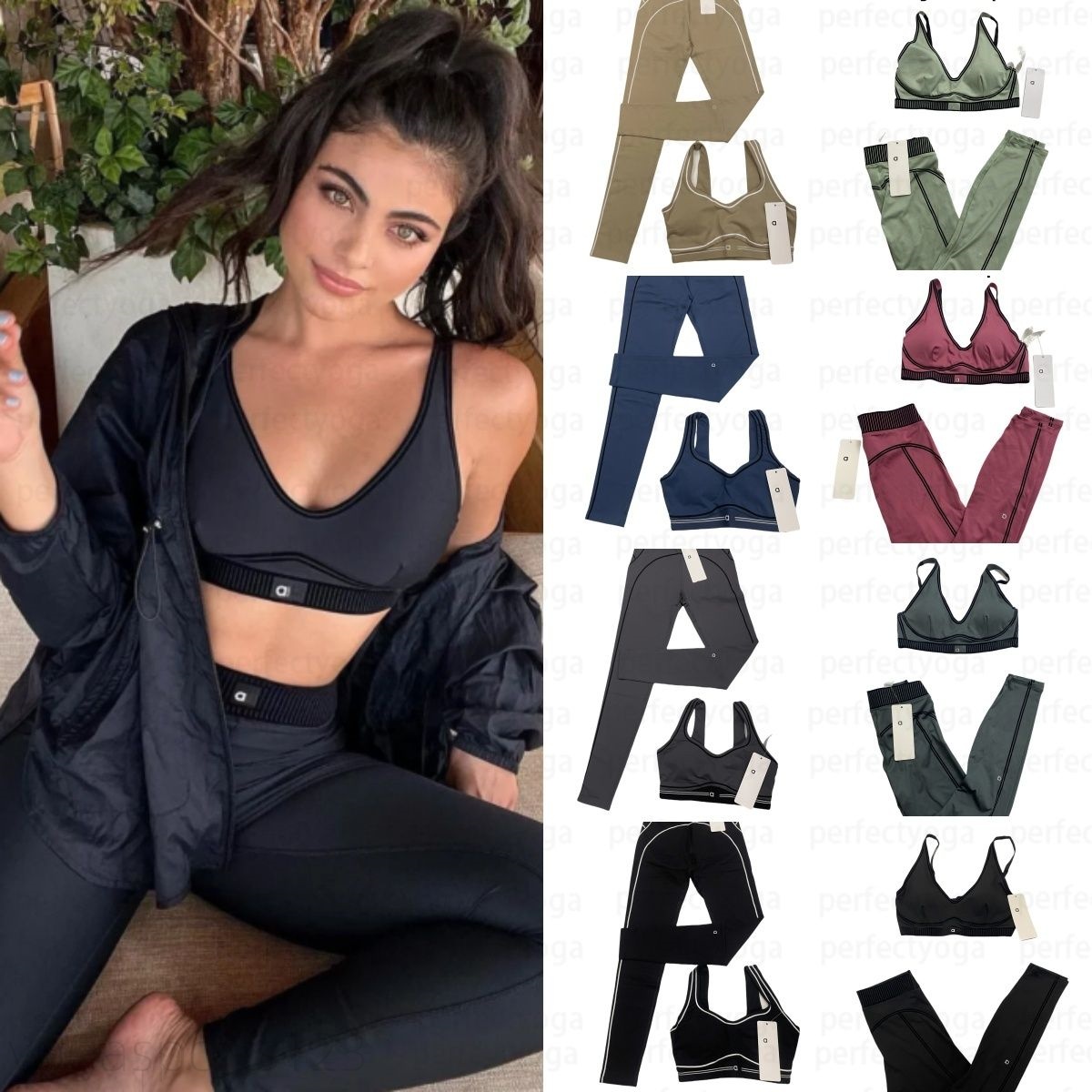 NEW 10A yoga exercise set 2 piece bra+pants sets high end minimalist sports clothing sportswear designer women gym bra leggings clothes pilates alosetismness sets