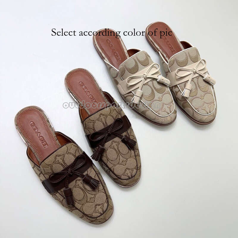 Designer Mueller slippers Coac slippers Top quality leather Baotou slippers Butterfly knot casual women's shoes wear-resistant lazy slippers 35-40