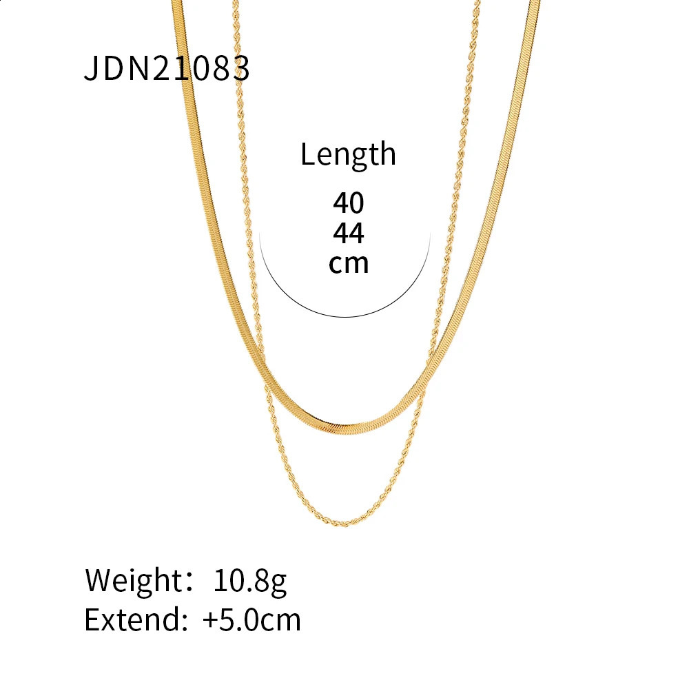 Uworld Simple Jewelry 18K Gold Plated Flat Snake Chain Layer Necklace Stainless Steel Snake Rope Chain Necklace Gift 260202