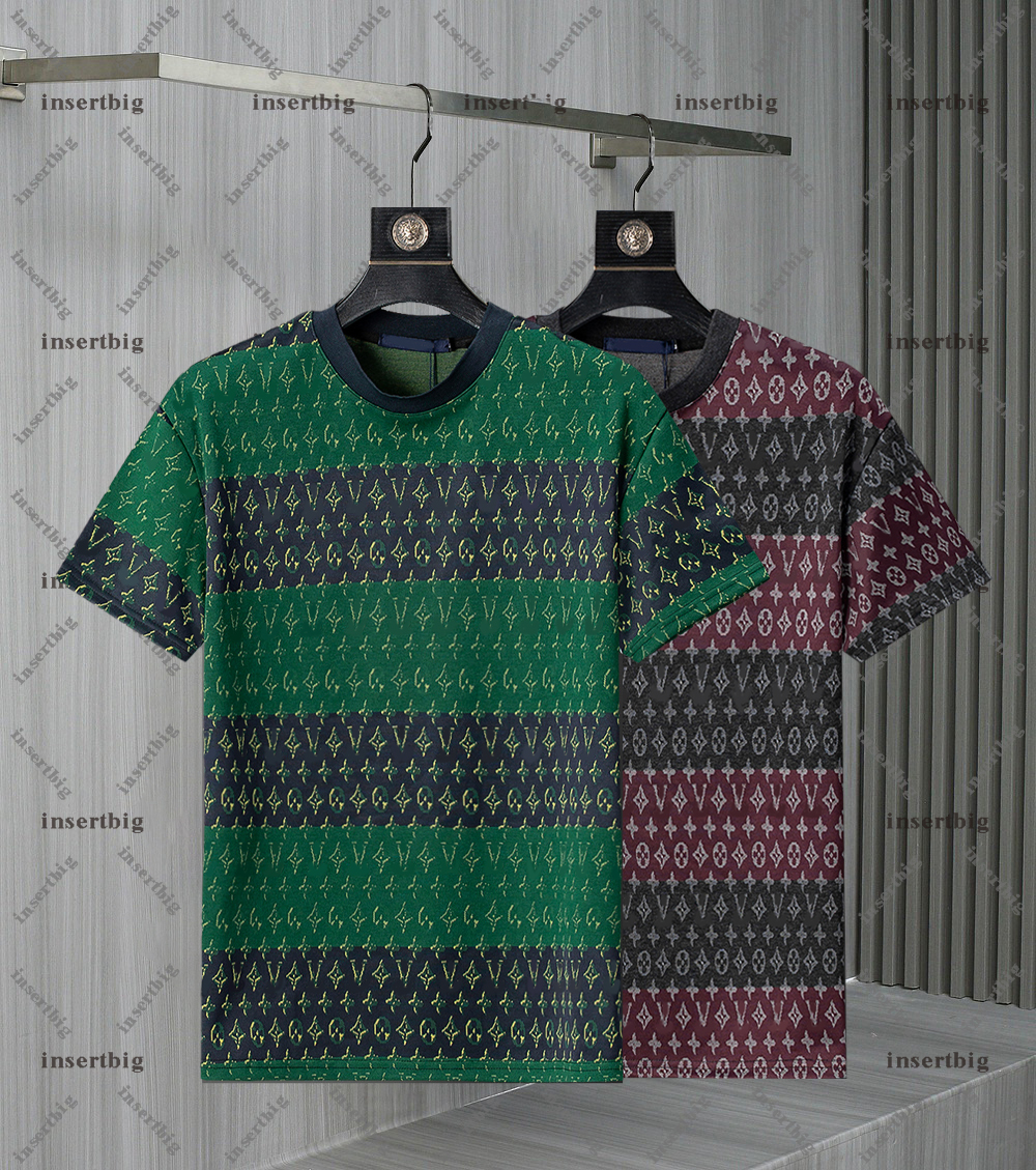 Summer Men's Designer T Shirt 100% Cotton Loose Letter Grid Printed T Shirt Street Hip Hop Men's Shirt