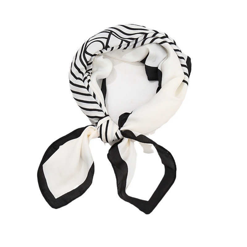 Scarf Silk Like Square Scarf For Women 70x70cm Fashion Striped Houndstooth Print Headband Bandana Four Seasons Sunscreen Shawl