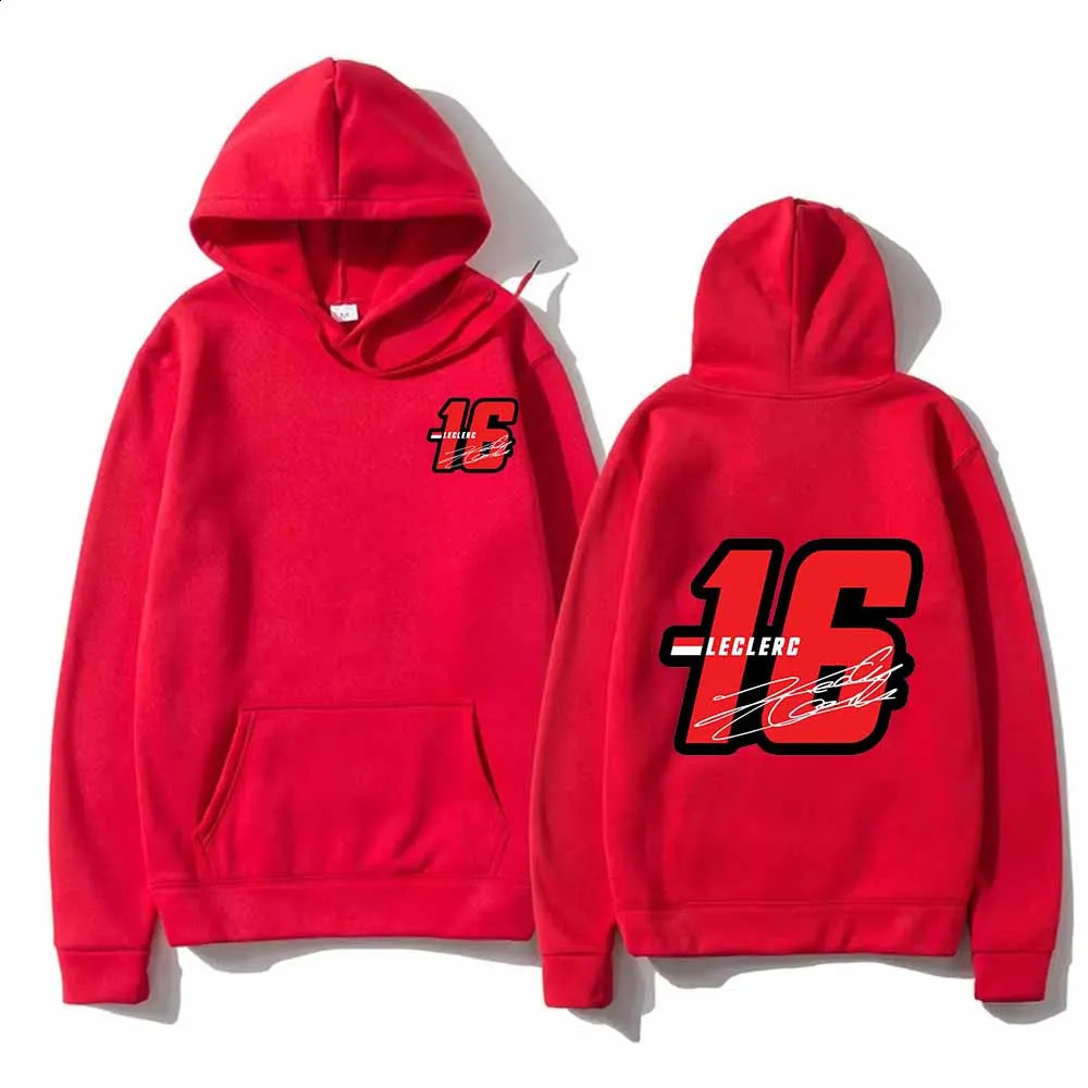 Fashion Hoodies Graphic Sweatshirts Loose Drawstring Number 16 Charles Leclerc Racer Printed Hooded Pullover Unisex Tops 260126 - view 6
