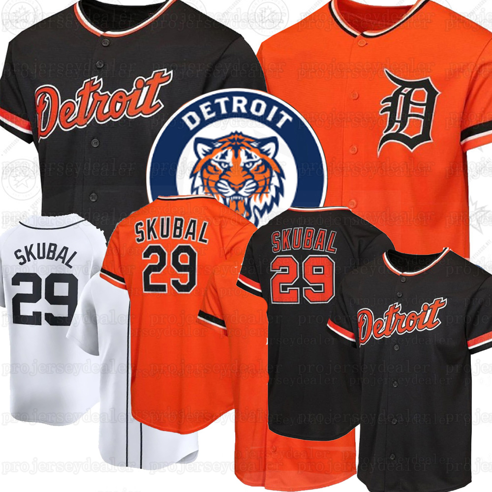 29 Tarik Skubal 2026 Orange Tigers Jerseys Javier Baez Kerry Carpenter Gleyber Torres Riley Greene Spencer Torkelson Flaherty Matt Vierling McKinstry Detroits