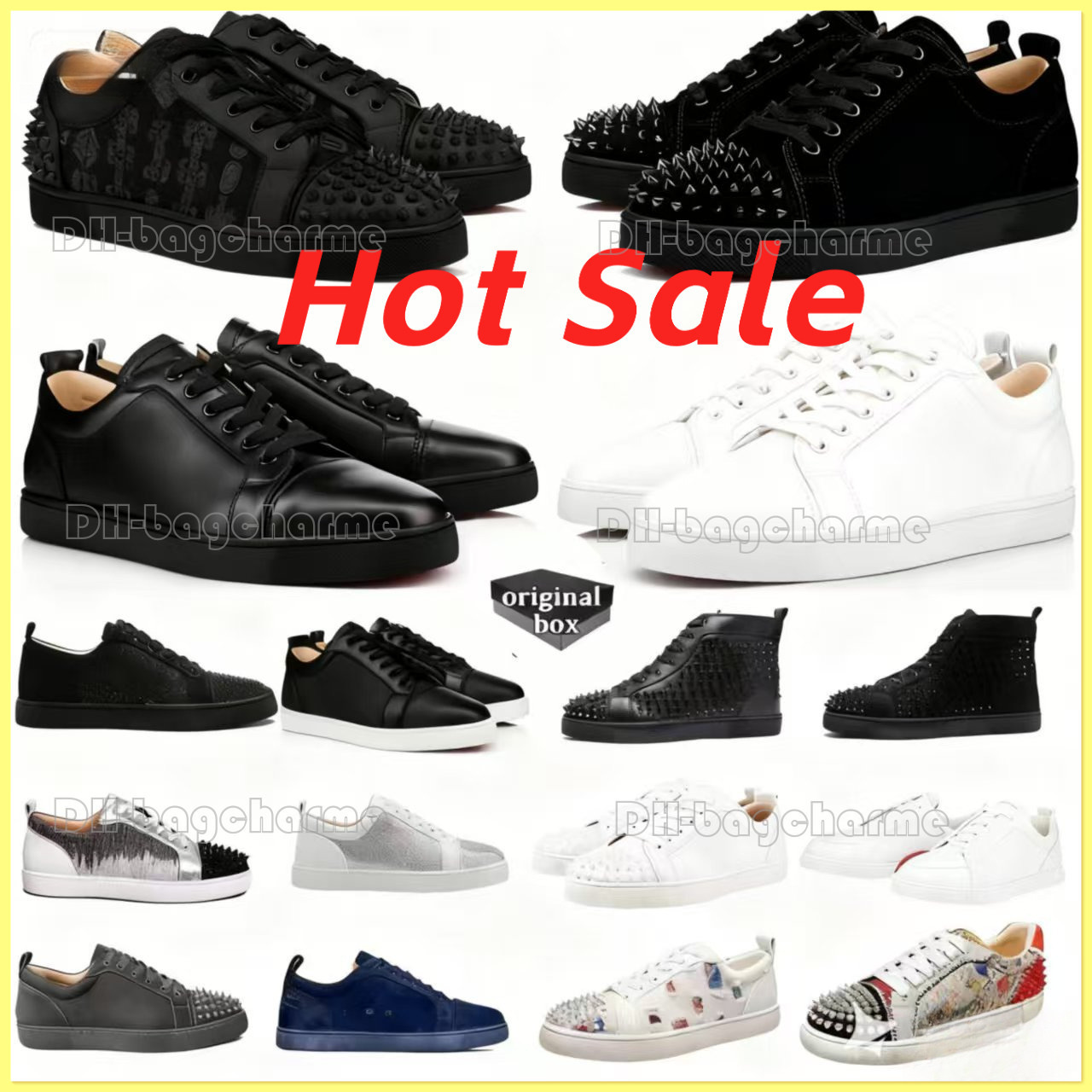 Luxury Designer Shoes Red Dress Shoes Casual Glitter Grey Rivets Leather Suede Camo Wedding low shoes Men Women Fashion Spikes Office Career Trainers Sneakers box