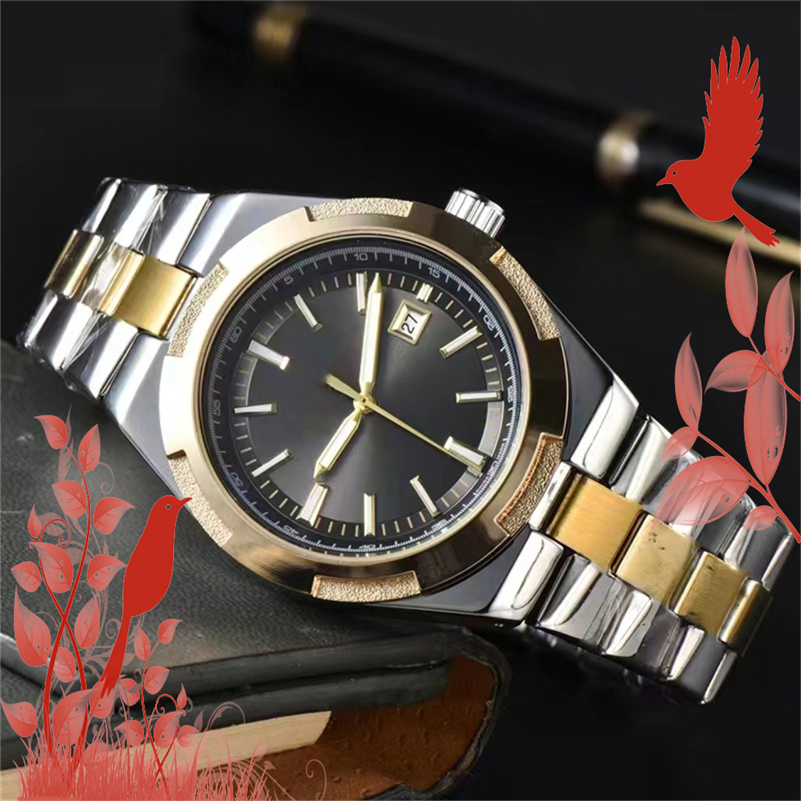 Mens women VC OVERSEAS Watches Quartz Automatic Movement Stainless Steel Watch womens men Wristwatches waterproof Luminous montre de luxe #429