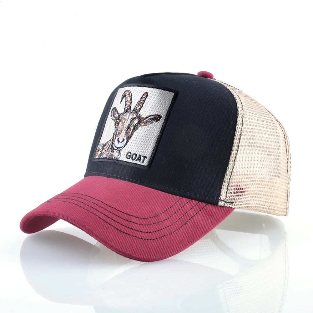 Fashion Trucker Caps With Embroidery Goat Patch Four Seasons Baseball Cap For Men Women Adjustable Visor Hat 260129