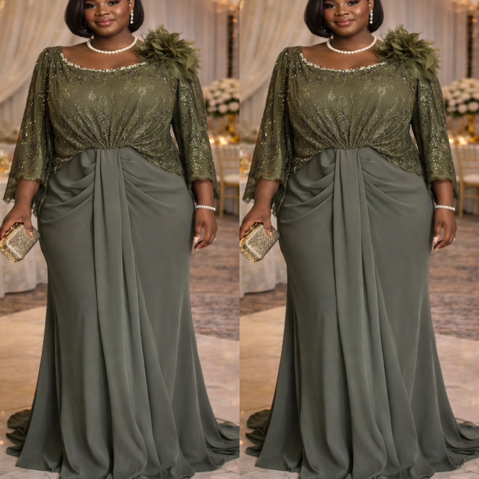 2026 Plus Size Gray Mermaid Mother Of Bride Dresses Lace Crystals Chiffon Evening Party Mama's Dress Vintage 50's Birthday Wedding Guest Gro