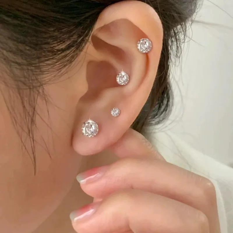 5/1pcs Magnetic No Piercing Required Earrings Adjustable Size Clip on Earrings 6-Prong Royal Crystal Perfect for Ear Bone 260206 - view 5