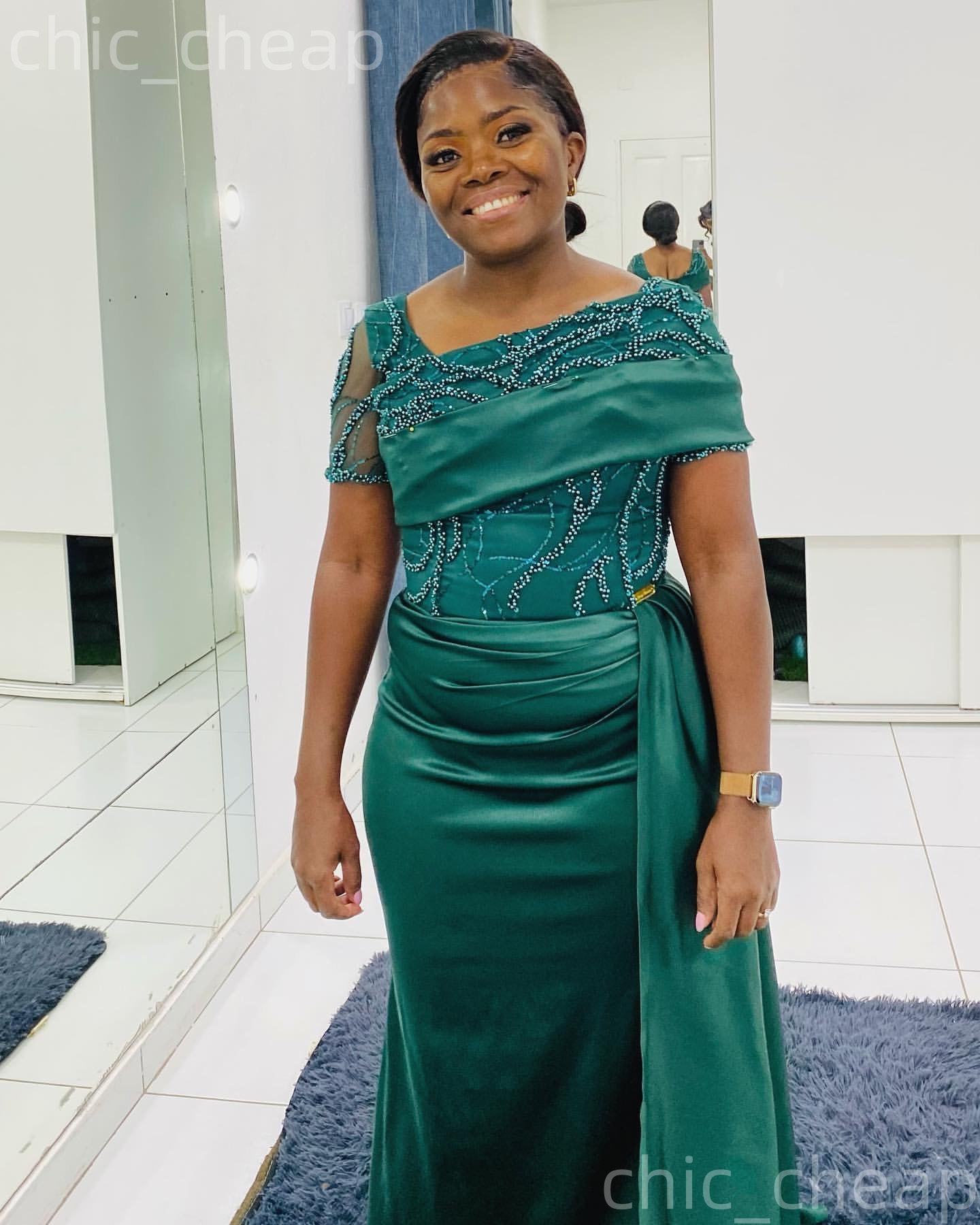 2026 Plus Size Hunter Green Mermaid Mother Of Bride Dresses Satin Sequined Evening Party Mama's Dress Vintage 50's Birthday Wedding Guest Gr