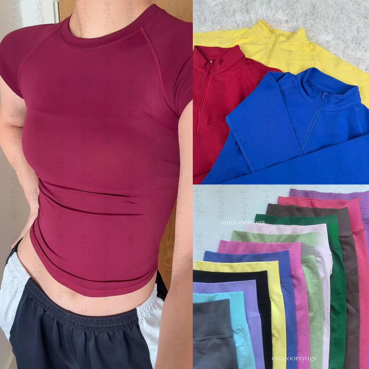 Gym Yoga Dfyned Shirt Strappy Bra Hip Lifting High Waist Yoga Shorts Pilates Gym Clothes Dfyned Leggings Jacket Tops Summer Hot Selling Stretch Fit F88