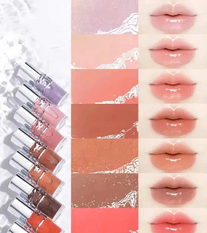 New product brand Clear 6ml Crystal Moisturizing Lip Oil Plumping 10 colors Lip Gloss Sexy Plump Lip Glow Oil Tinted Lip Plumper Lips Makeup