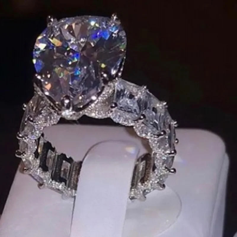 Vintage Round Pear cut 8ct Lab Diamond Ring 925 sterling silver Jewelry Engagement Wedding band Rings for Women men Bijou Gift 260202 - view 5