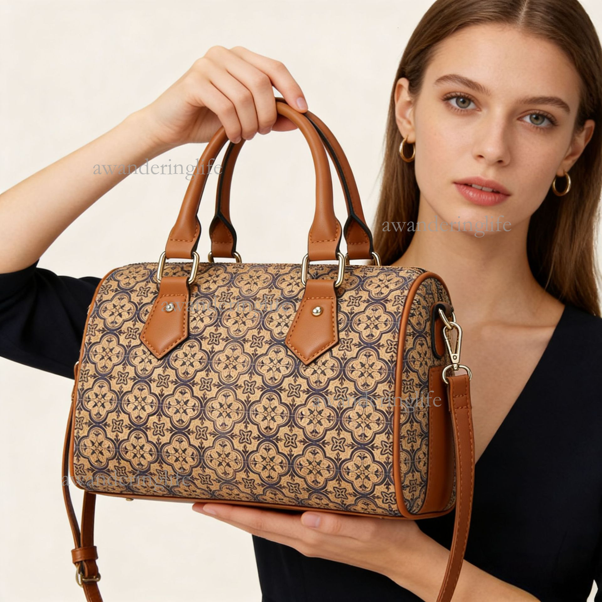 2026 Ethnic Style Luxury Printed Women's Handbag Fashion Large Capacity Travel Bag Versatile Trendy Daily Small Square Bag Bucket Shoulder Bag Ph