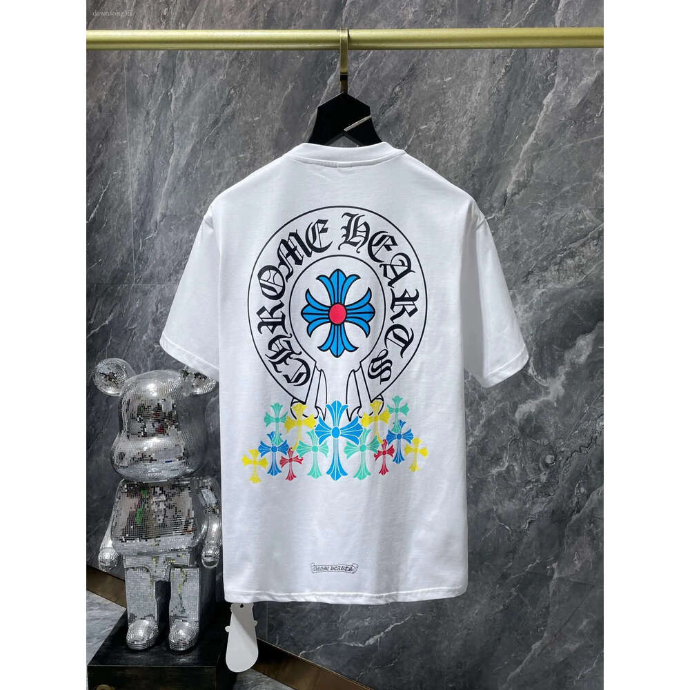 ch shirts famous designer luxury men t shirts for women high quality summer new heavy craft printed round neck pullover trendy men women Chrome top ac2