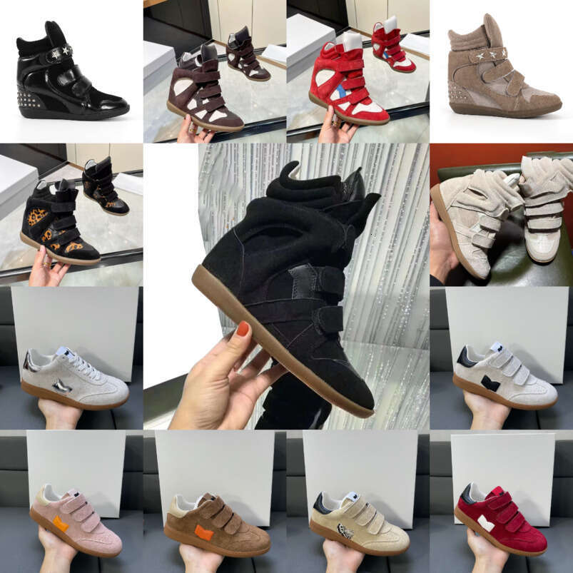 size 35-45 designer Brand Hot Sale-Black Genuine Leather winter boots Bekett Leather-Trimmed Suede Wedge Sneakers Fashion Show New Shoes