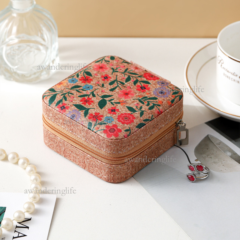 2026 New Luxury Retro Jewelry Box Fashion Printed Zipper Classification Storage Bag Chinese Trendy Small Square Box Mesh Handbag