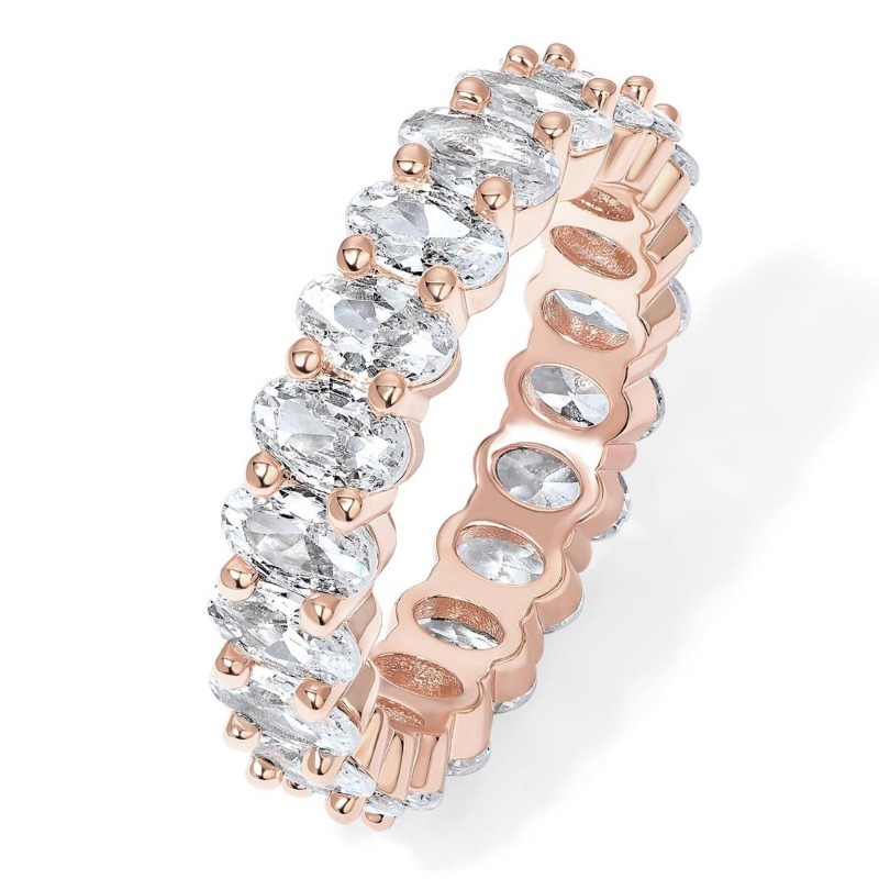 Rings Gold Tone Silver Tone Rose Gold Tone 925 Sterling Silver Oval Cut CZ Eternity Band Ring For Men Women Wedding Engagement Fashion Accessory