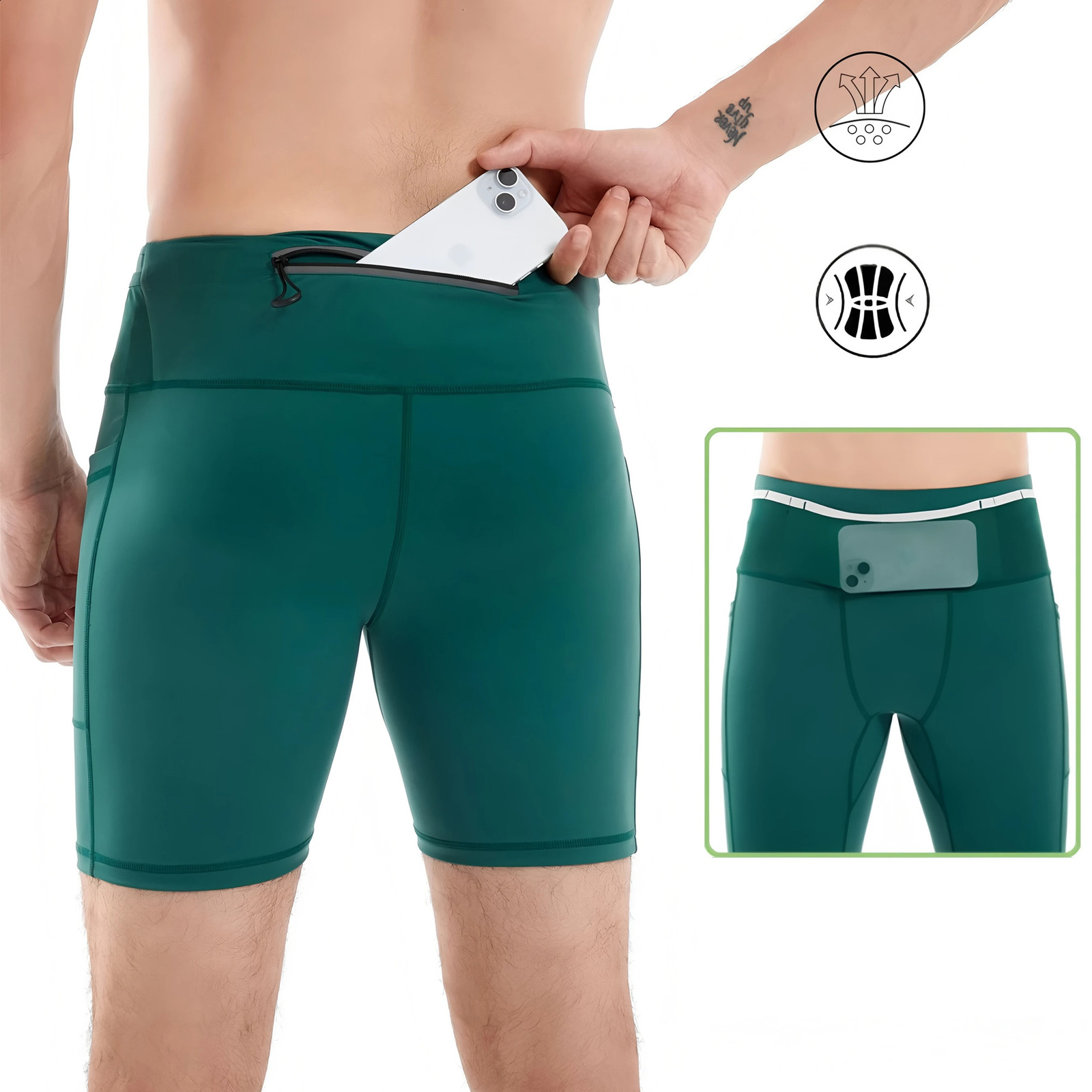Mul-Pockets Compression Shorts 30 Mens Marathon Running Shorts Quick Dry Exercise Training Jogging Cycling Fitness Tight Shorts 260227 - view 3