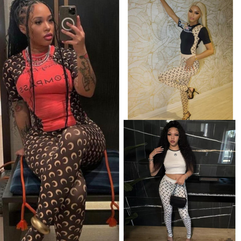 Designer Womens Tracksuits Sexy Clubwear Vacation Two Piece Set Elastic Tight Printed Halter Tank Top And Leggings Shorts Sets Casual Suit