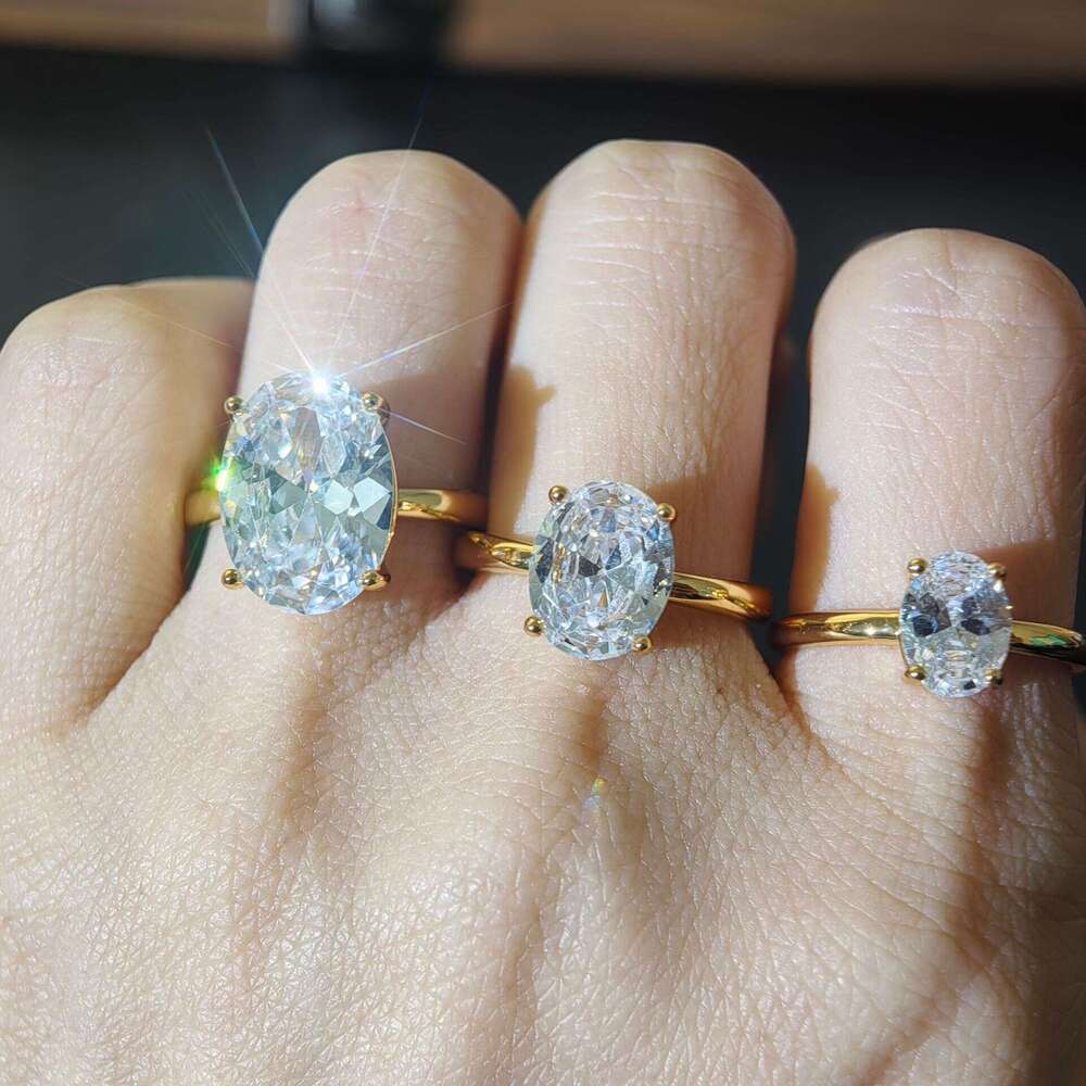 Hot Sale 8 Oval Cut Engagement 3A Cubic Zirconia Women's Wedding Ring Jewelry Daily