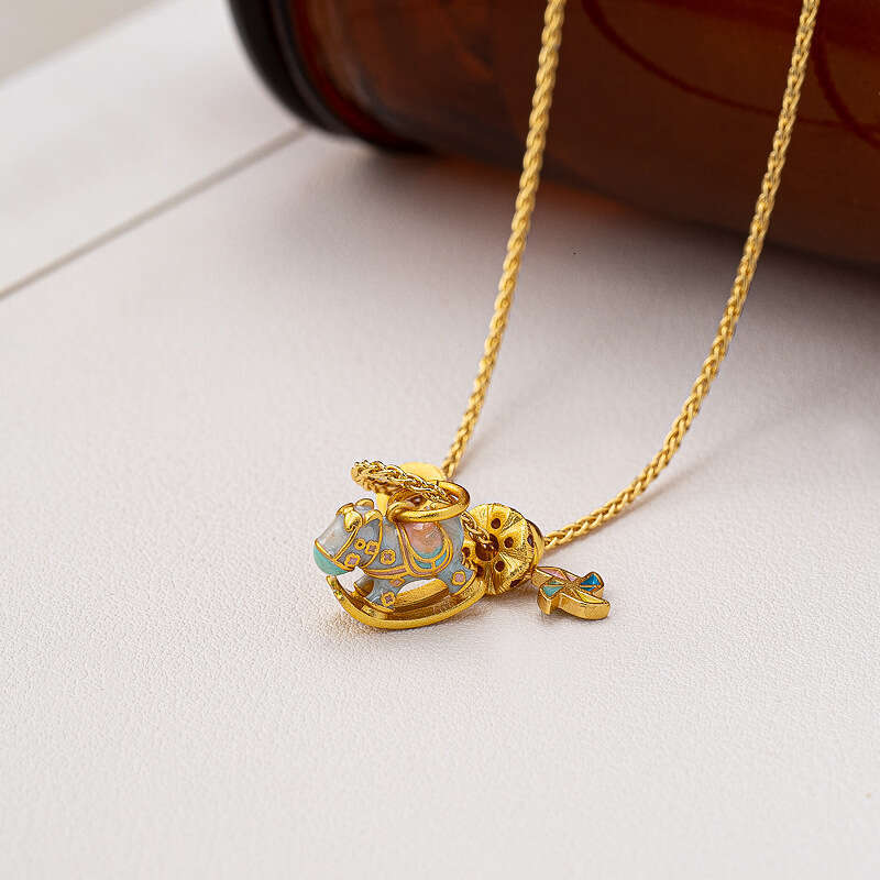 Luxury Women Jewelry Designer Necklace High Quality S925 Silver Enamel Macaron Color Gold Plated Rocking Horse Pendant Collarbone Sweater Necklace