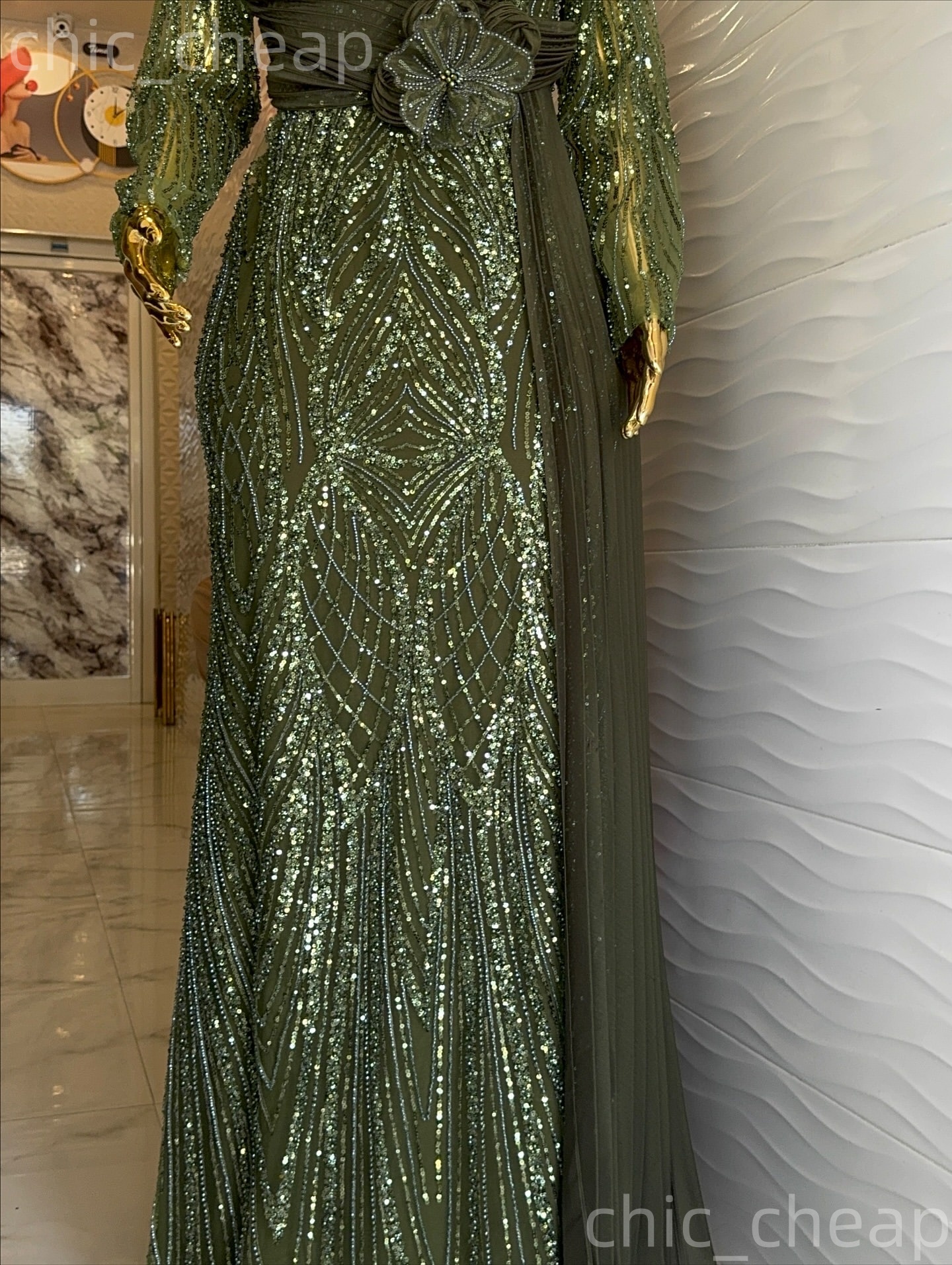 2026 Plus Size Olive Green Mermaid Mother Of Bride Dresses Flower Sequined Lace Evening Party Mama's Dress Vintage 50's Birthday Wedding Gue