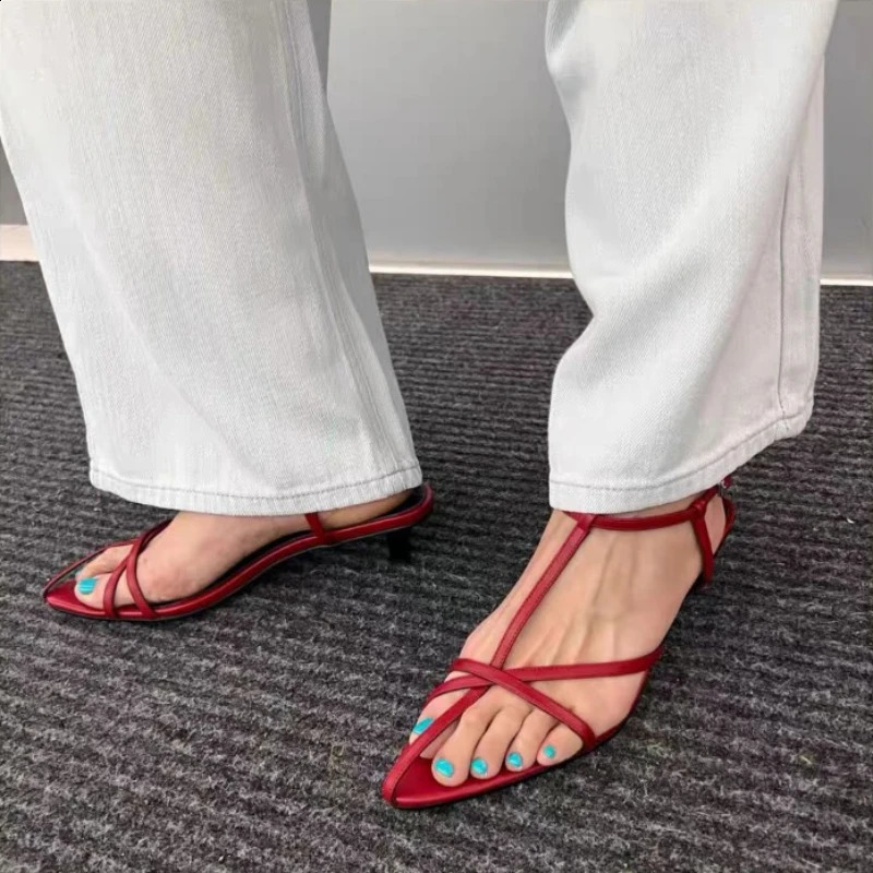 Women Sandal Summer Fashion Narrow Band Ladies Gladiator Shoes Thin Low Heel Ankle Strap Dress Party Shoes 260129