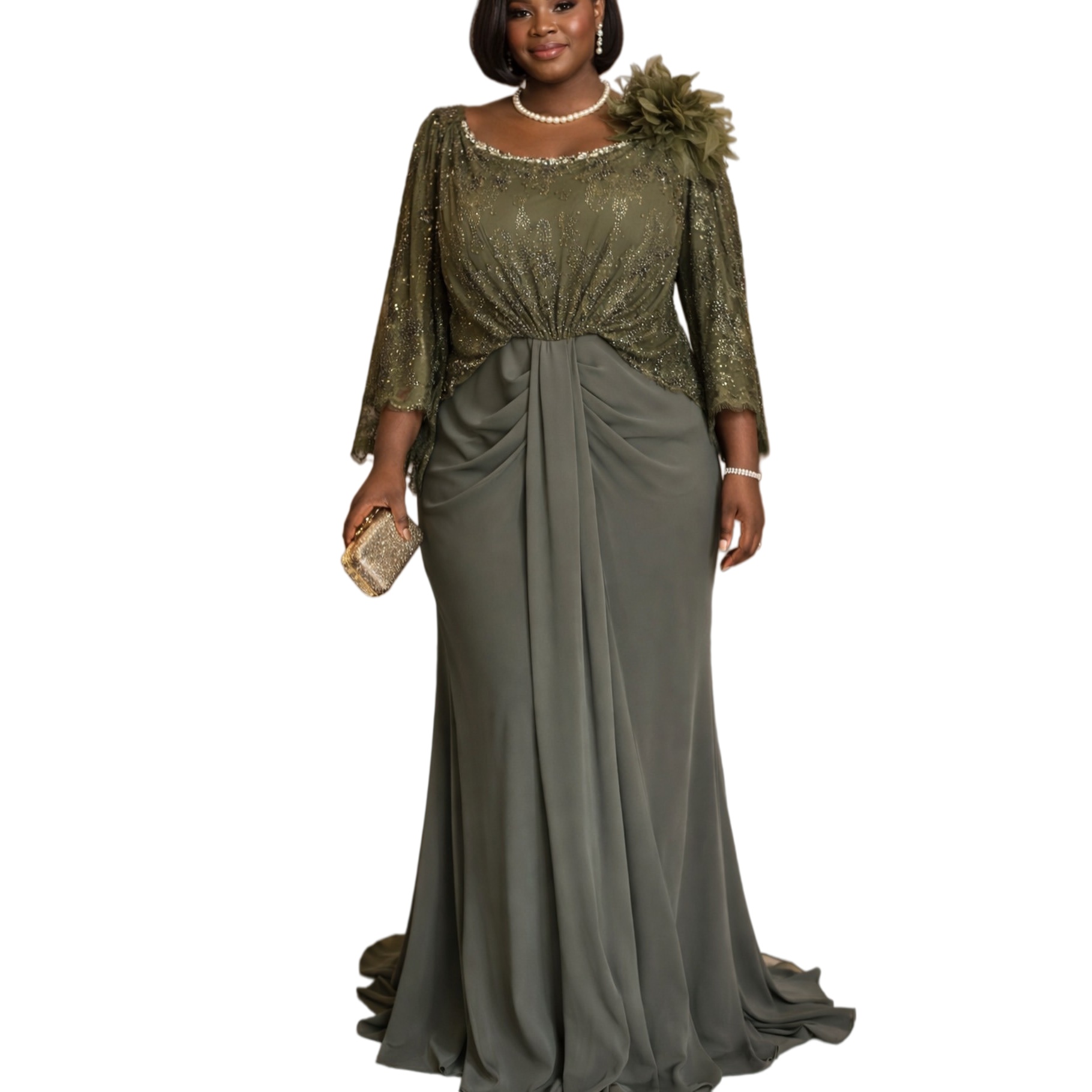 2026 Plus Size Gray Mermaid Mother Of Bride Dresses Lace Crystals Chiffon Evening Party Mama's Dress Vintage 50's Birthday Wedding Guest Gro