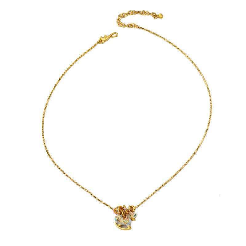 Luxury Women Jewelry Designer Necklace High Quality S925 Silver Enamel Macaron Color Gold Plated Rocking Horse Pendant Collarbone Sweater Necklace
