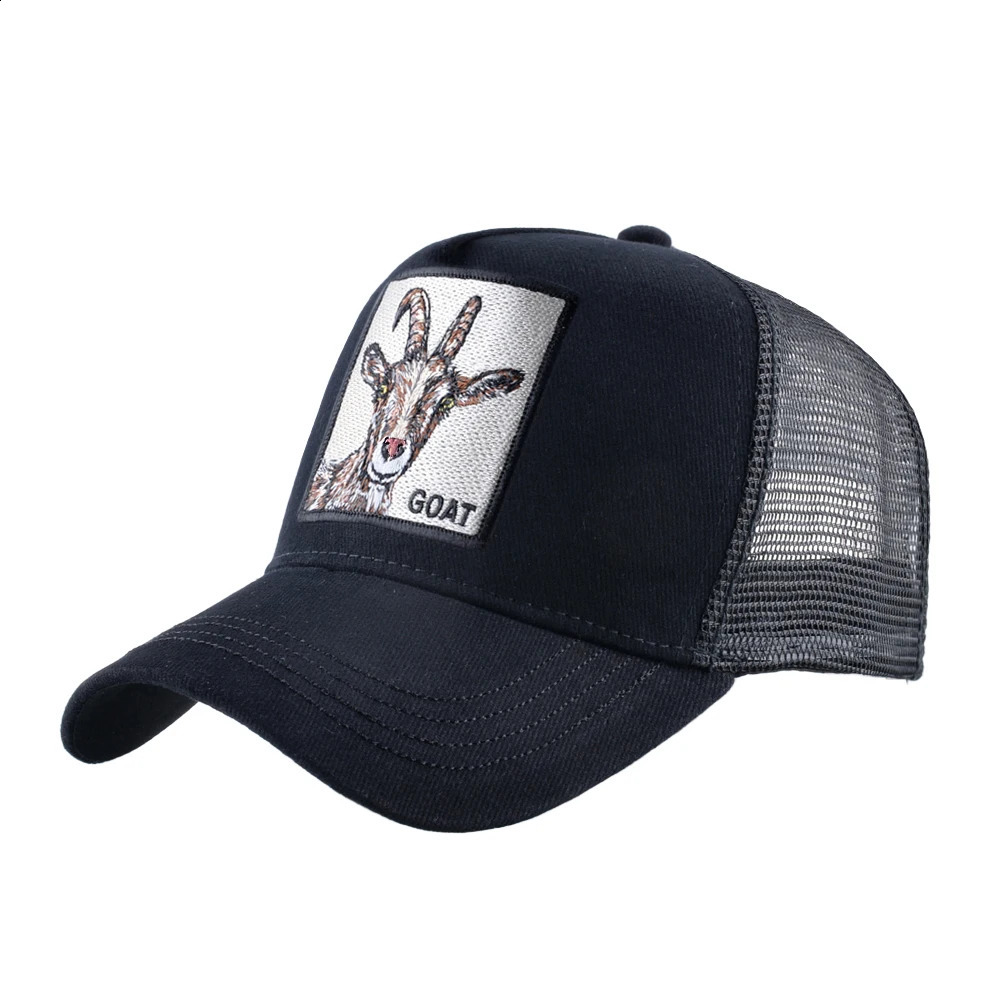 Fashion Trucker Caps With Embroidery Goat Patch Four Seasons Baseball Cap For Men Women Adjustable Visor Hat 260129